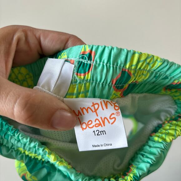 Jumping Beans Boys 12 Months Swim Suit Trunks Green Pineapples Floral Hawaiian - Picture 3 of 5